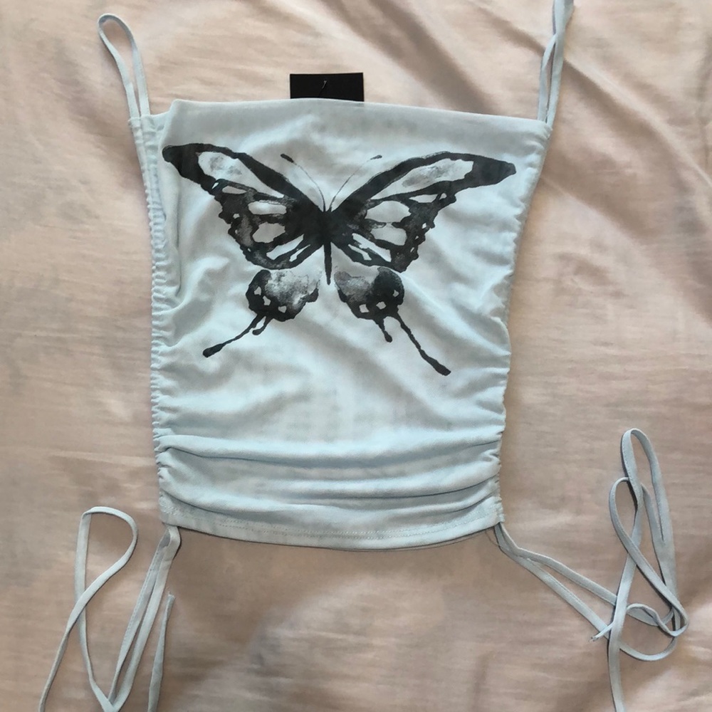 FASHION NOVA butterfly mesh tank top. Size medium.